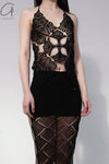 RUI hollow knitted half skirt RSS23KN13 ONYX black